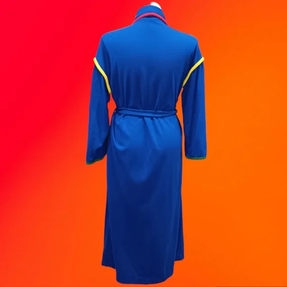 Vintage Tiffany Lounge Wear Unisex Robe Sz M ROYAL Blue Mork & Mindy 70s Style - Picture 2 of 8